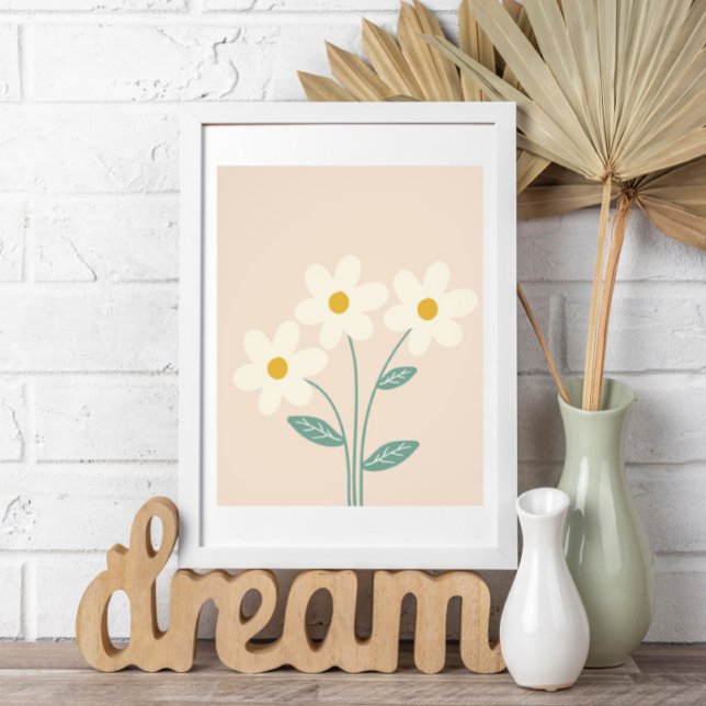 Foto Neutral Wall Art, White Beige Floral Illustration  (Criador carregado)