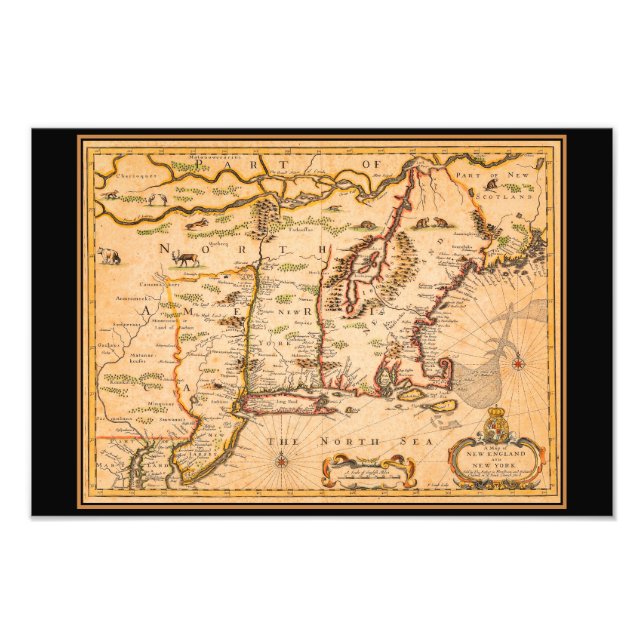 Foto New England Map Native American Settlements (Frente)