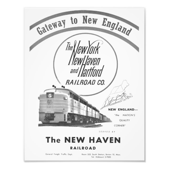 Foto New Haven Railroad Gateway To New England 1950 (Frente)