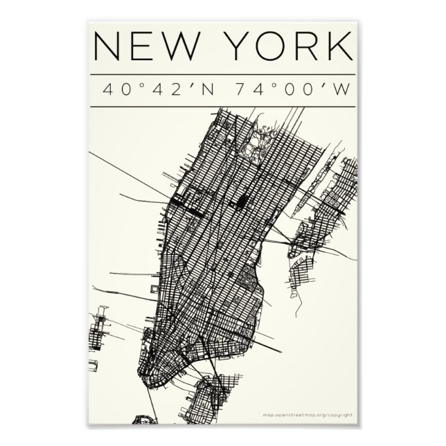 Foto New York Map Poster – Minimal Street Art (Frente)