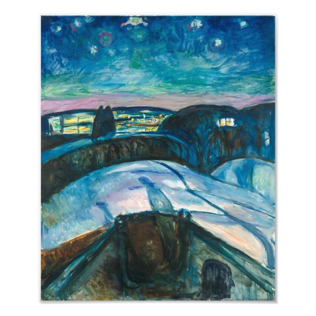 Foto Noite Estrelada | Edvard Munch | Impressão Fotográ (Frente)
