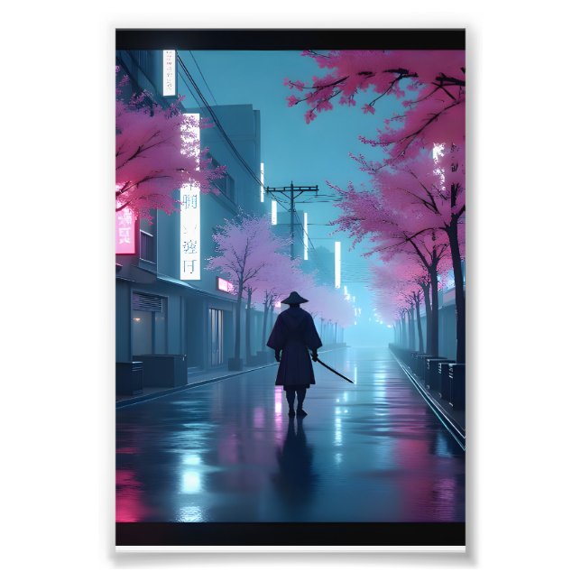 Foto Noites de Samurai Neon – Poster de Anime Cyberpunk (Frente)