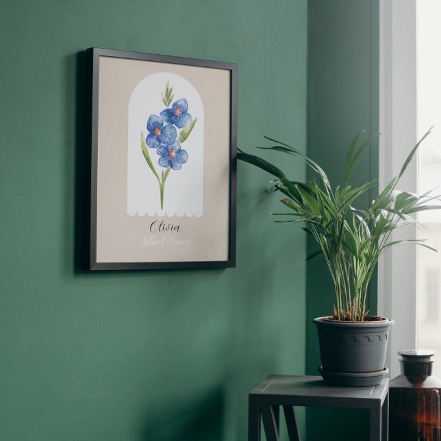 Foto Nome de Script Floral de Flor de Flor Personalizad (Add a personal touch to your space with our Custom Wildflower Floral Script Name Art!)