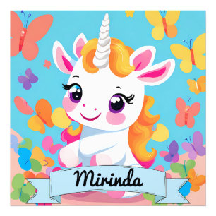Foto Nome Personalizado da Borboleta Unicorn do Bebê Cu