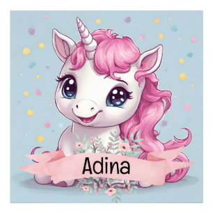 Foto Nome Personalizado do Baby Unicorn Stars Rosa Mági