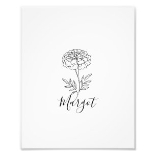 Foto Nome Personalizado Outubro Marigold Birth Flower