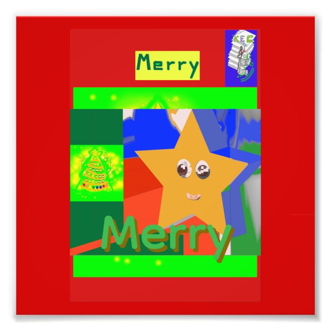 Foto Nome Verde Alegre no Natal Vermelho (Frente)