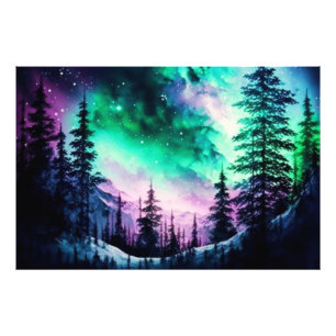 Foto Norte Celestial Aurora Borealis Acende Vívido