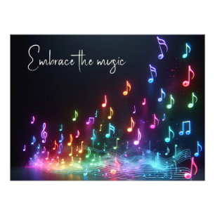 Foto Notas Musicais Neon Dançantes com Citação