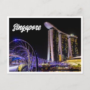 Foto Noturna do Cartão Postal de Singapura
