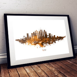 Foto Nova Iorque Skyline Watercolor em laranja