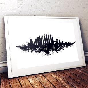 Foto Nova York Skyline Watercolor Black and White