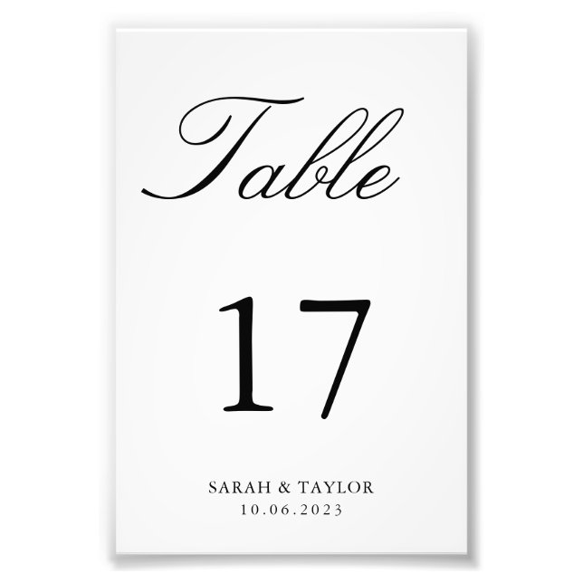 Foto Número de Mesa de Casamento Preto e Branco Tradici (Frente)