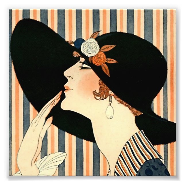 Foto “O Chapéu Preto” Art Déco por George Barbier (Frente)