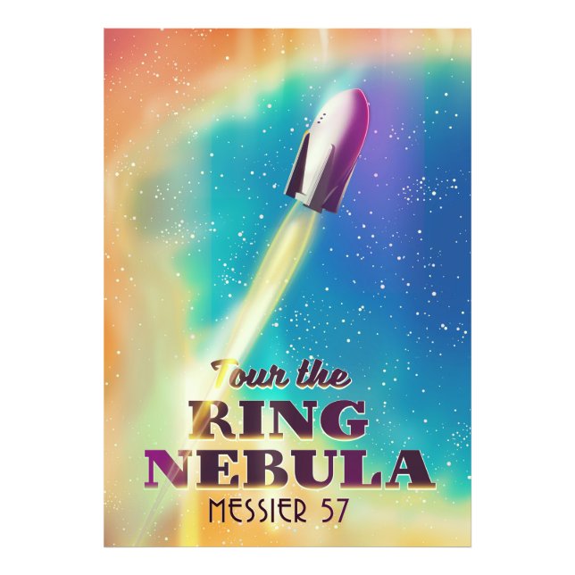 Foto O poster de viagens Espacial Nebula (Messier 57). (Frente)
