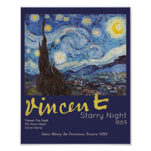 Foto Obra-prima Vintage Azul Noite Estrelada de Van Gog