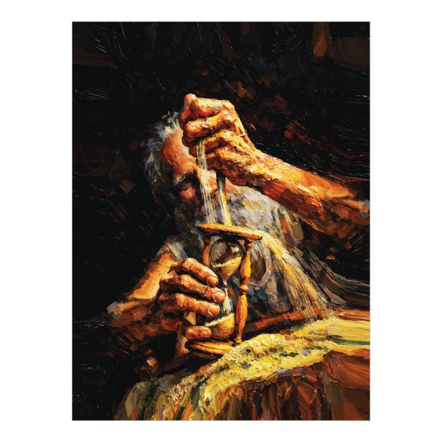 Foto Old Man Hourglass Time Slipping Away Impasto (Frente)