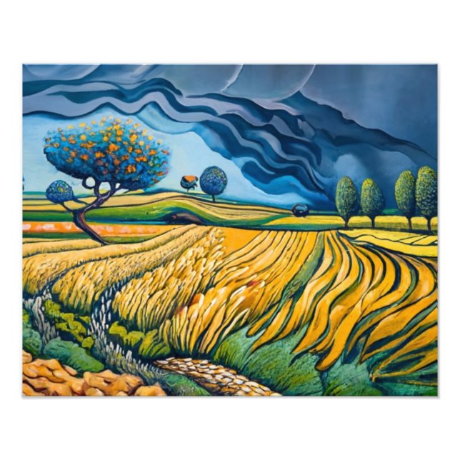 Foto Ondas de ouro sob o céu das tempestades (Frente)