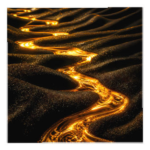 Foto Ondas Douradas de Luxo Arte Abstrata Impressão M
