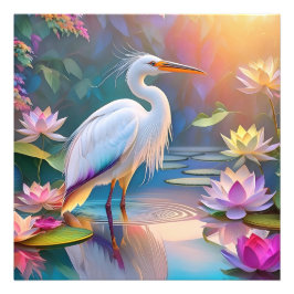 Foto Orange Billed White Heron Fantasy Bird