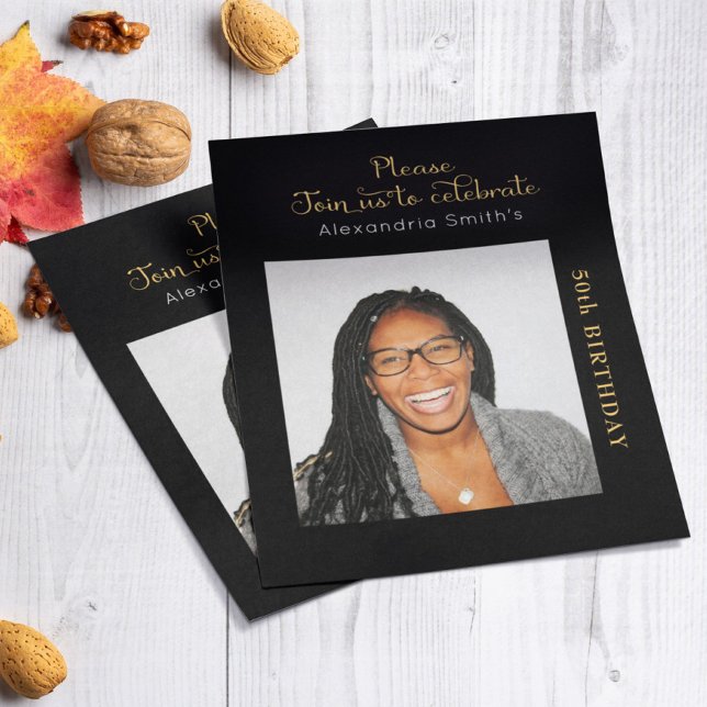 Foto Orçamento 50º Aniversário Convite Preto Doura (Criador carregado)