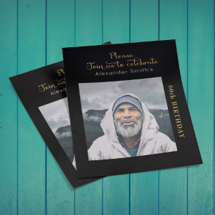 Foto Orçamento 60º Aniversário Convite Preto Doura