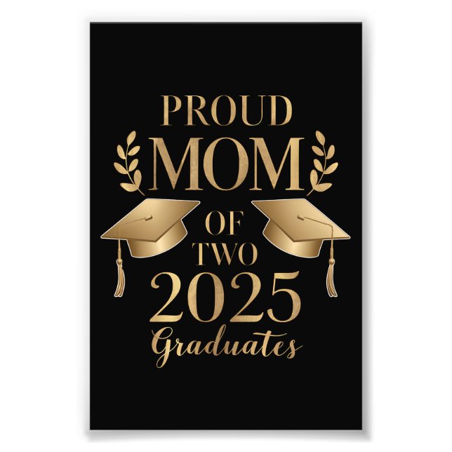 Foto Orgulhosa Mãe de Dois Graduandos de 2025 Gêmeos Gr (Frente)
