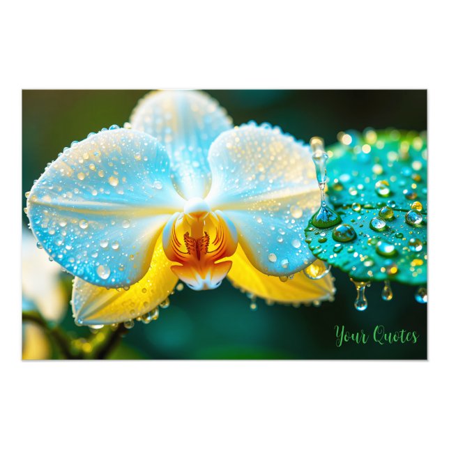 Foto Orquídea Branca Elegante com Gotículas de Água Bot (Frente)