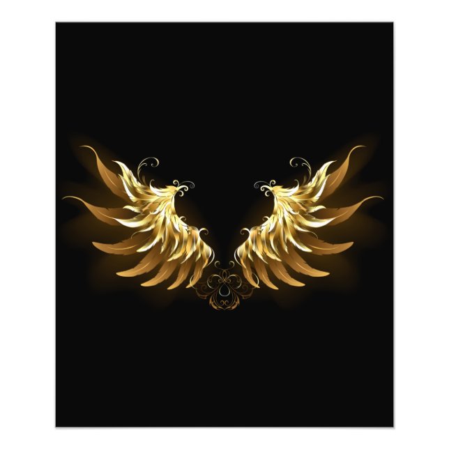 Foto Ouro Angel Wings sobre fundo preto (Frente)