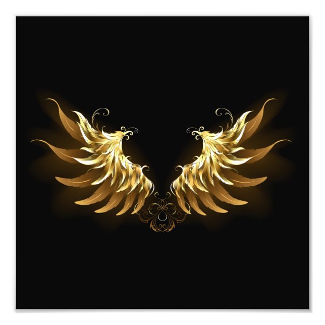 Foto Ouro Angel Wings sobre fundo preto (Frente)