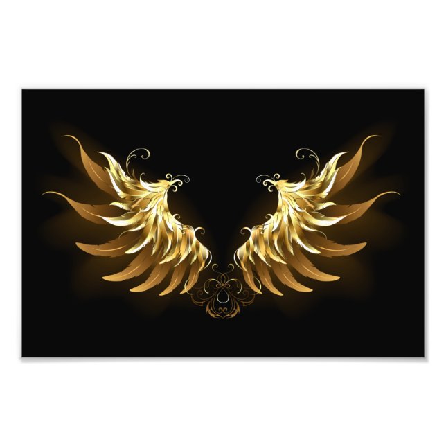 Foto Ouro Angel Wings sobre fundo preto (Frente)