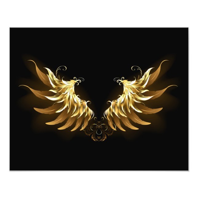 Foto Ouro Angel Wings sobre fundo preto (Frente)