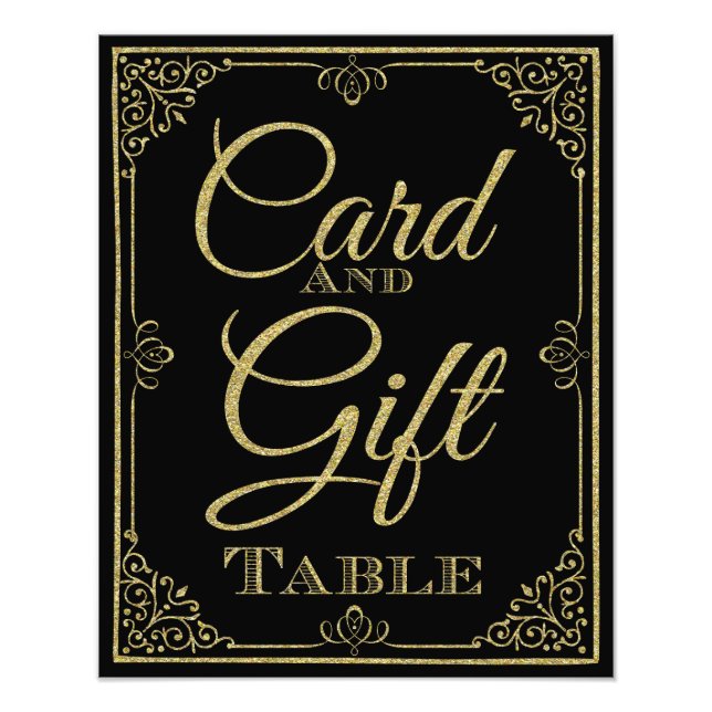 Foto ouro brilhante e cartão preto e sinal de casamento (Frente)