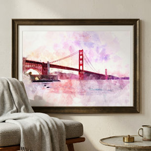 Foto Ouro Gate Bridge aquarela em São Francisco