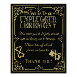 Foto ouro glittery e sinal wedding desconectado preto
