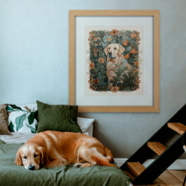 Foto Ouro Retriever no Estilo de William Morris