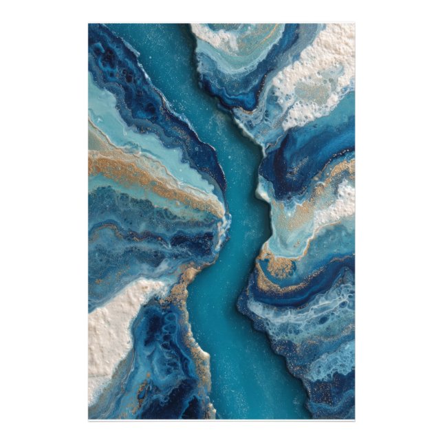 Foto Ouro Veia Azul Profundo Abstrato (Frente)
