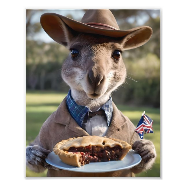 Foto "Outback Delight: Um Canguru come carne Aussie (Frente)