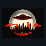 Foto OVNI (National Science Fiction Day)<br><div class="desc">Segundo de janeiro é o Dia Nacional de Ficção Científica. Avise a todos com este OVNI sobre uma cidade em cores e estilo retrorreflectores.</div>