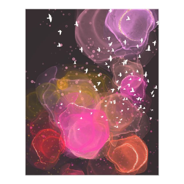 Foto padrão abstrato de aves coloridas (Frente)