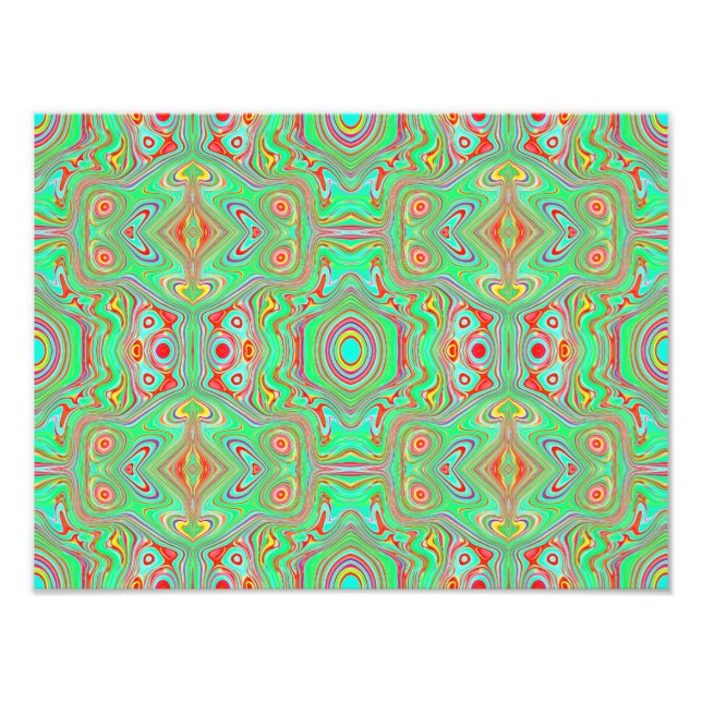 Foto Padrão Abstrato Retro Laranja e Verde Lima (Frente)