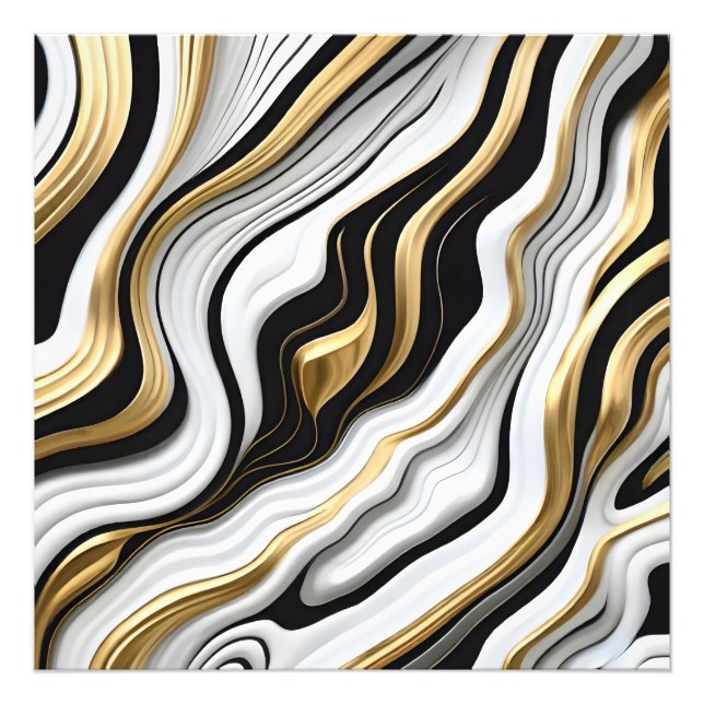 Foto Padrão Branco, Preto e Celestial Dourado (Frente)