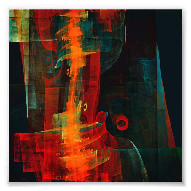 Foto Padrão de Abstrato de Arte Moderno Vermelho Azul-L (Frente)