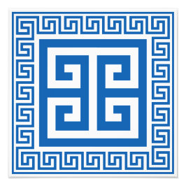 Foto Padrão de chave grega em design azul e branco