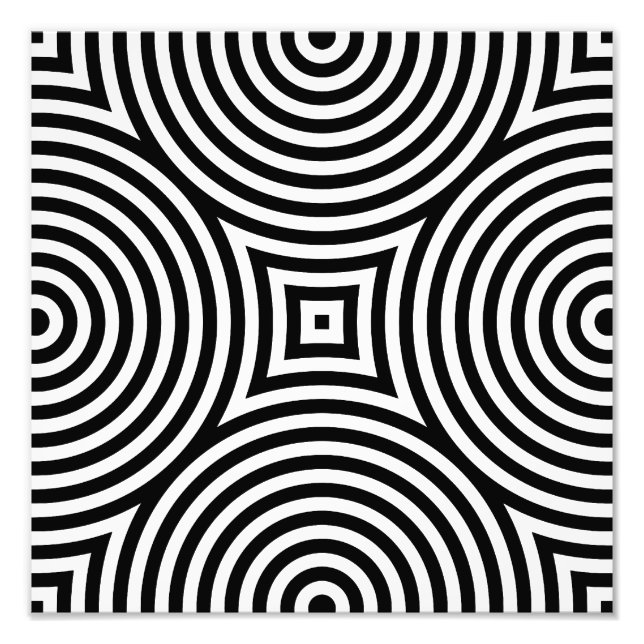 Foto Padrão de Círculos Concêntricos Preto e Branco (Frente)