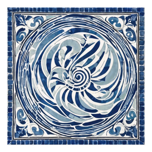 Foto Padrão de espiral branco azul 02 (Frente)