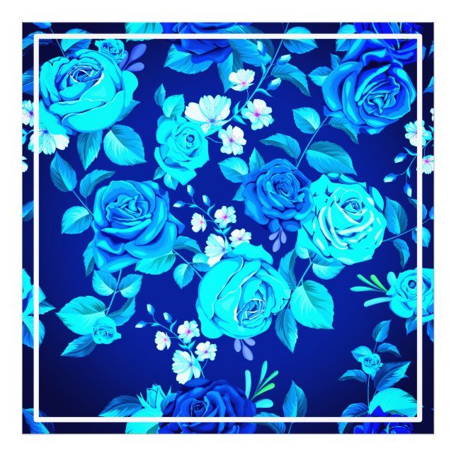 Foto Padrão de Flores de Rosa Azul Clássico-87600 (Frente)