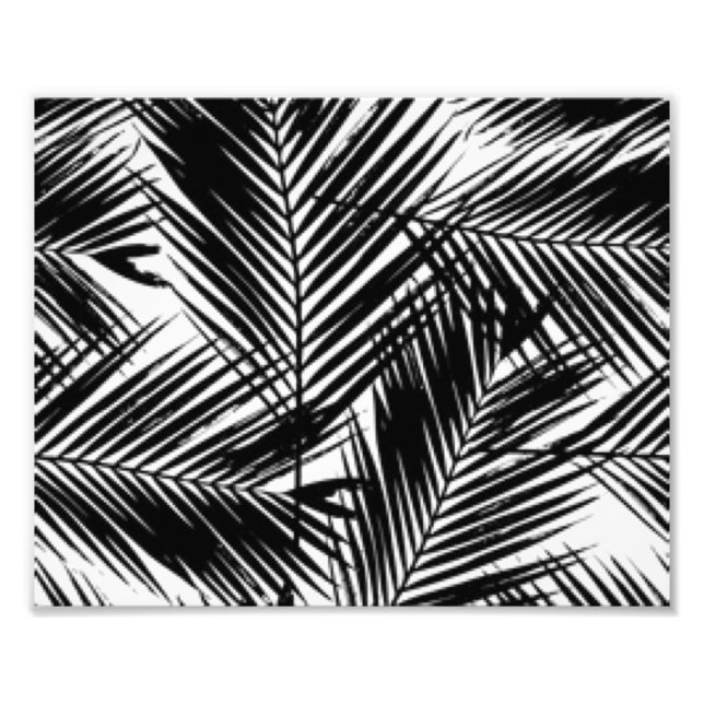 Foto Padrão de folhas preto e branco em design de impre (Frente)
