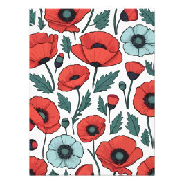 Foto Padrão de Ilustração das Flores de Papoila Vibrant