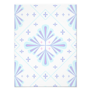 Foto Padrão Floral Geométrico Azul Pastel